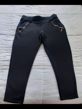 Modish Maze Black Jogger Pants with Gold Zip Accents